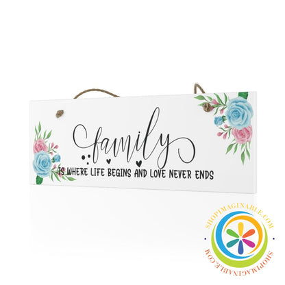 Family Where Life Begins & Love Never Ends Ceramic Wall Sign Home Decor
