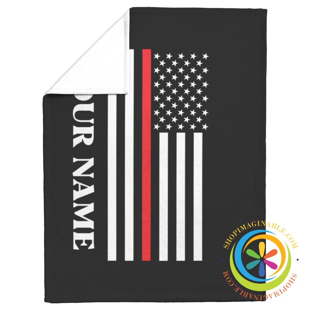 Firefighter Fleece Blanket - Thin Red Line Fireman Personalized Home Goods