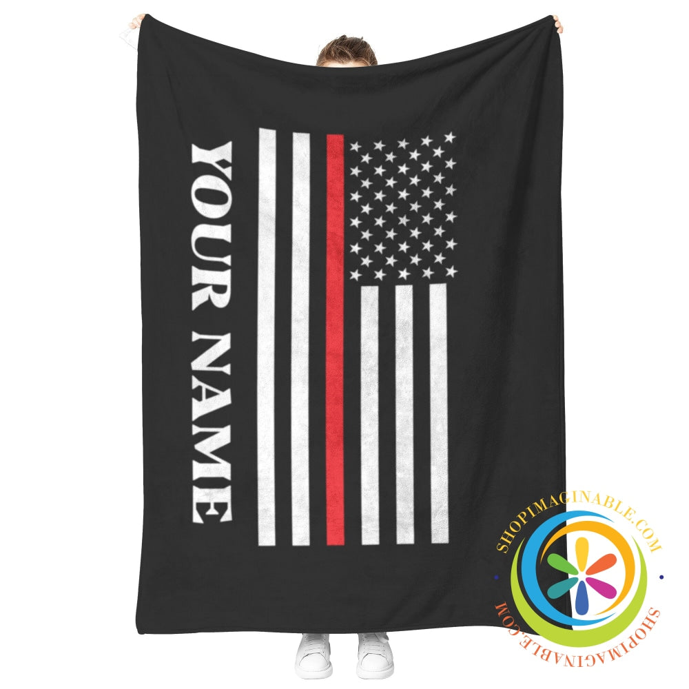 Firefighter Fleece Blanket - Thin Red Line Fireman Personalized Home Goods