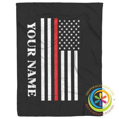 Firefighter Fleece Blanket - Thin Red Line Fireman Personalized Home Goods