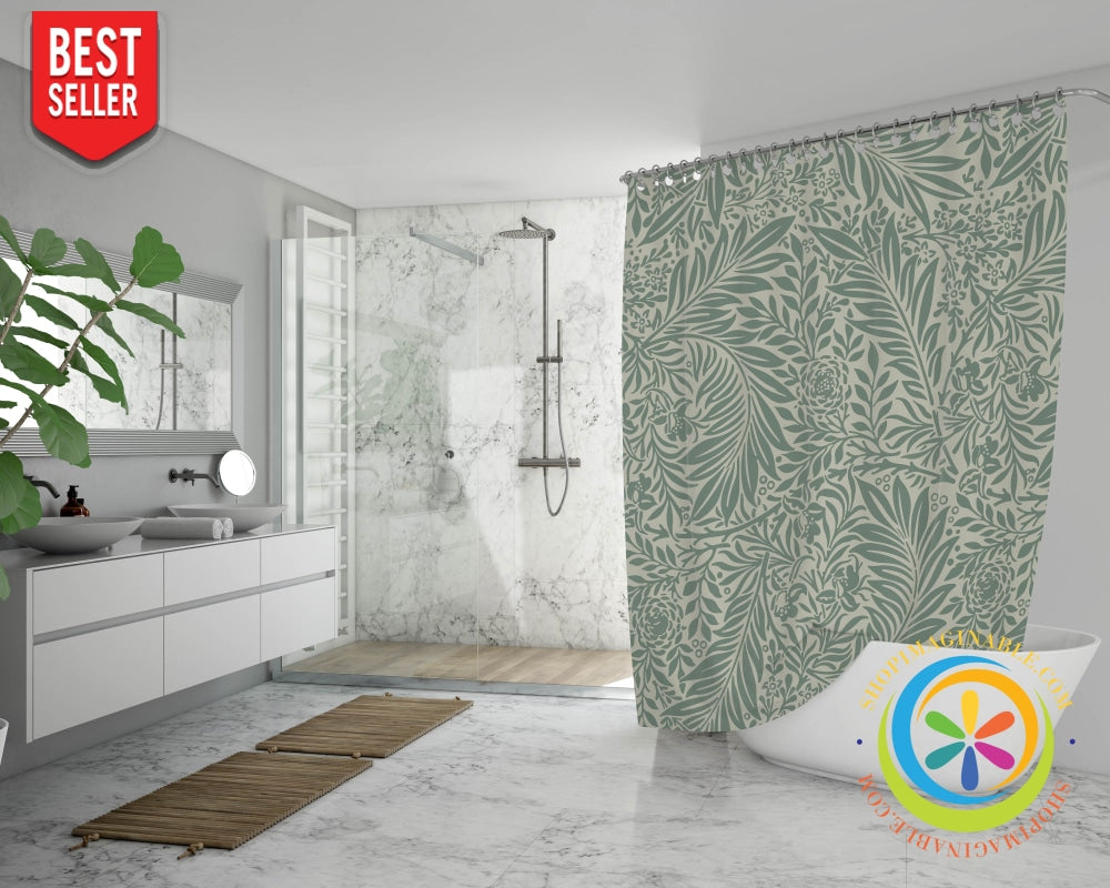 Flowers & Leaves Shower Curtain Home Decor