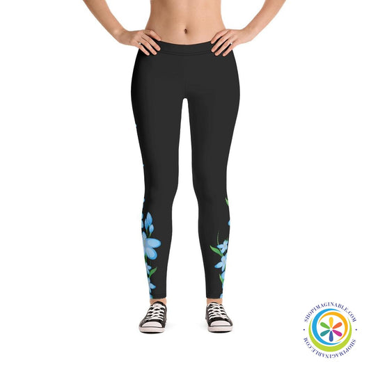 Forget Me Not Flowers Full Length Leggings-ShopImaginable.com