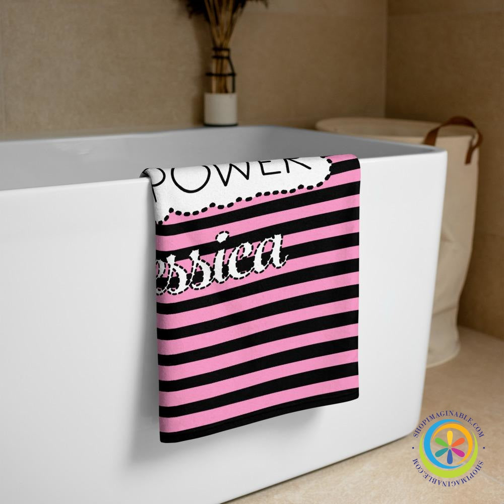 GIRL POWER Personalized Beach Towel / Bath Towel-ShopImaginable.com