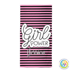 GIRL POWER Personalized Beach Towel / Bath Towel-ShopImaginable.com