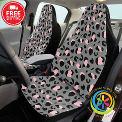Gray & Pink Leopard Print Car Seat Covers (2)-ShopImaginable.com