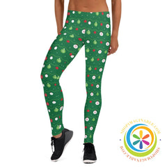 Green Ornaments Holiday Leggings-ShopImaginable.com