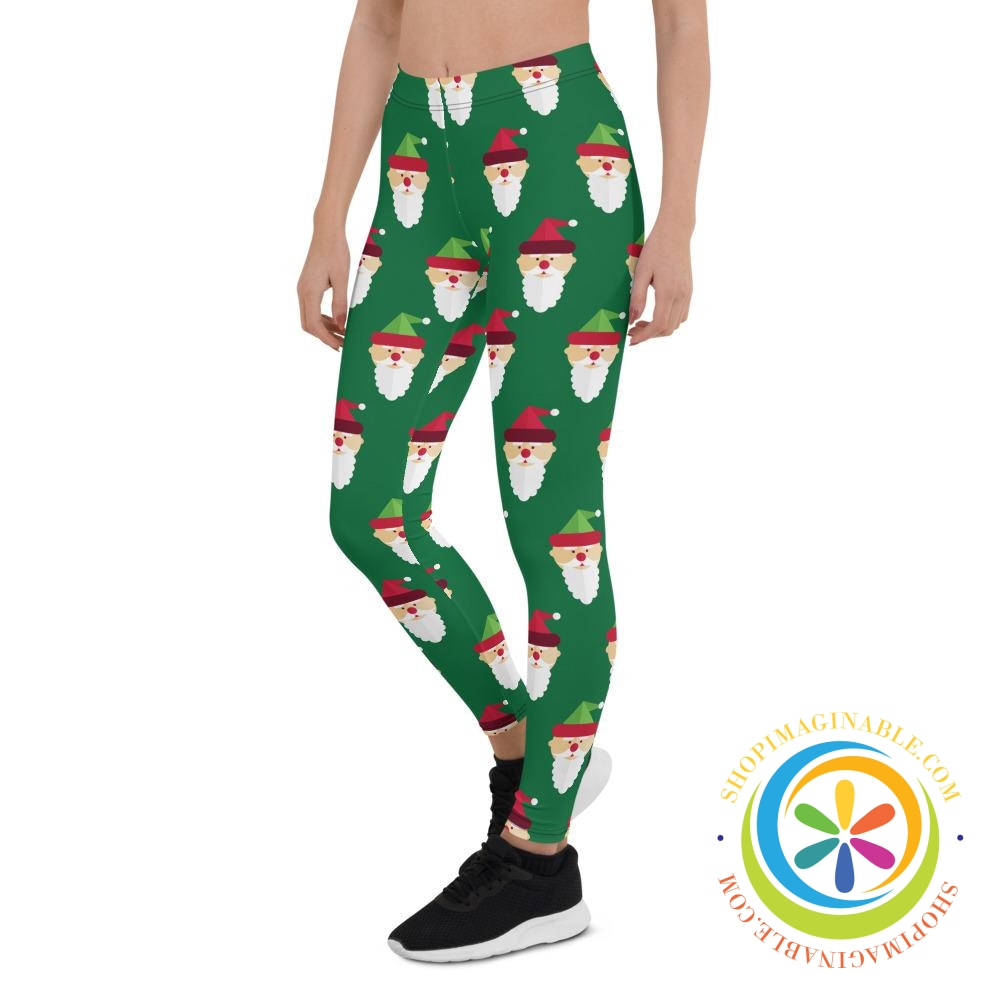 Green Santa Claus Leggings Holiday Season-ShopImaginable.com