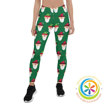 Green Santa Claus Leggings Holiday Season-ShopImaginable.com