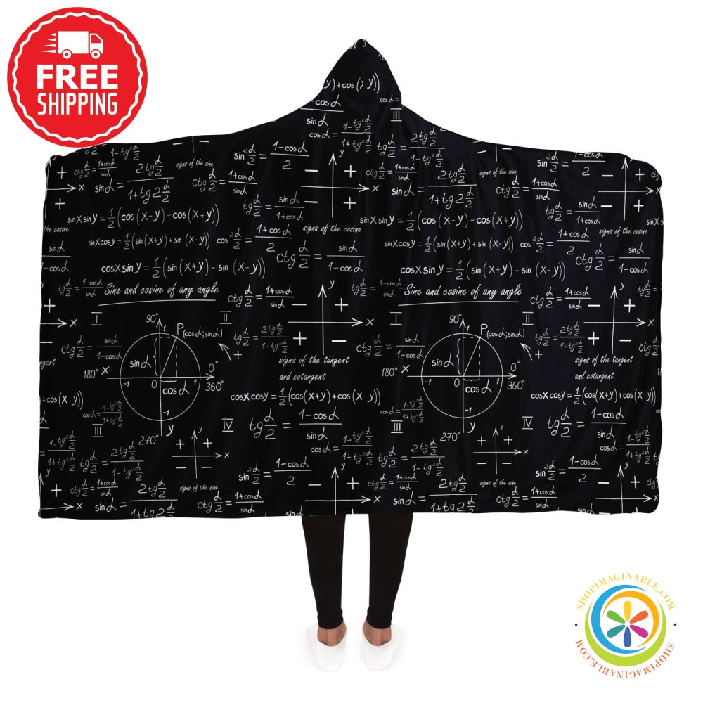Hand Written Math Equations Hooded Blanket Adult / Premium Sherpa - Aop