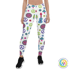 Hippie Peace Love & Guitars Leggings-ShopImaginable.com