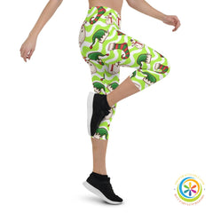 Holiday Snowman & Elves Capri Leggings-ShopImaginable.com