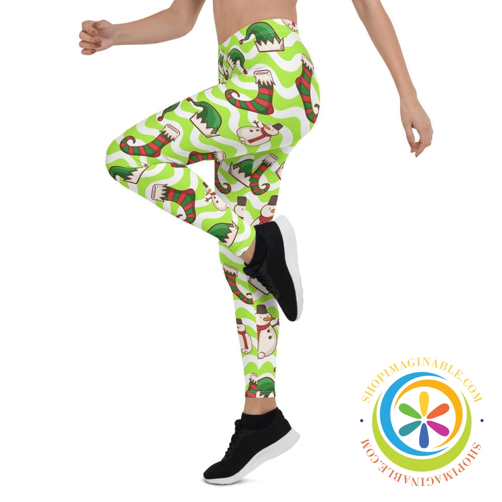 Holiday Snowman & Elves Leggings-ShopImaginable.com