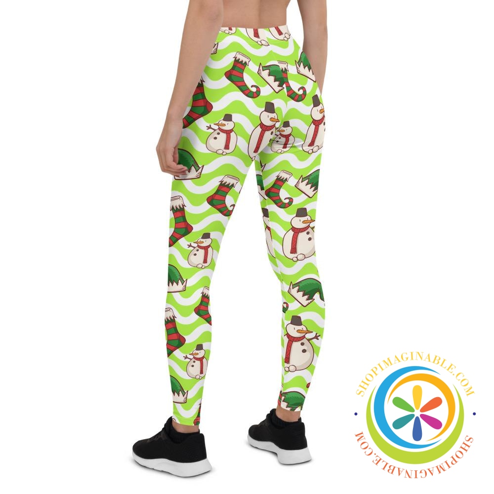 Holiday Snowman & Elves Leggings-ShopImaginable.com