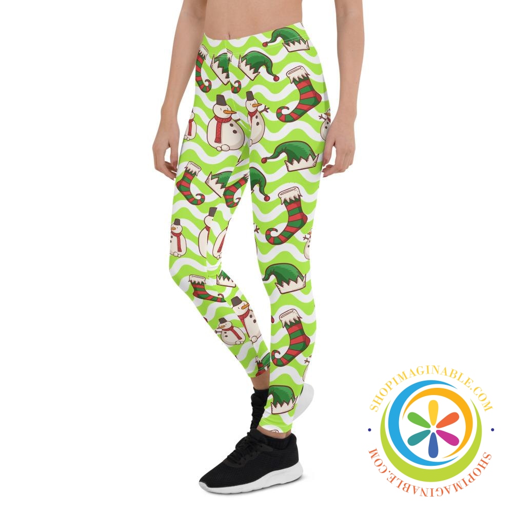 Holiday Snowman & Elves Leggings-ShopImaginable.com