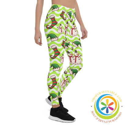 Holiday Snowman & Elves Leggings-ShopImaginable.com