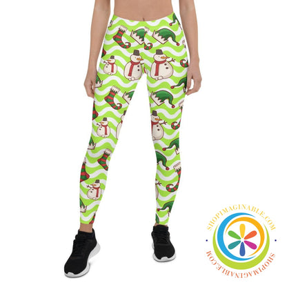 Holiday Snowman & Elves Leggings-ShopImaginable.com