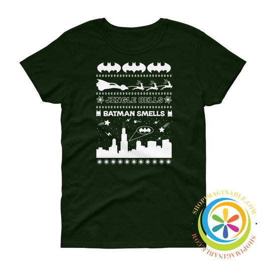 Jingle Bells Batman Smells Holiday Ladies T-Shirt-ShopImaginable.com