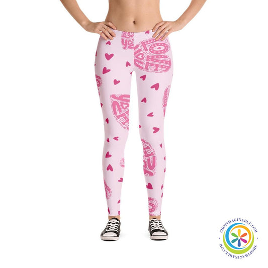 Love You Pink Hearts Full Length Leggings-ShopImaginable.com