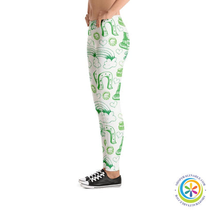 Lucky Irish Doodle Sketched Full Length Leggings-ShopImaginable.com