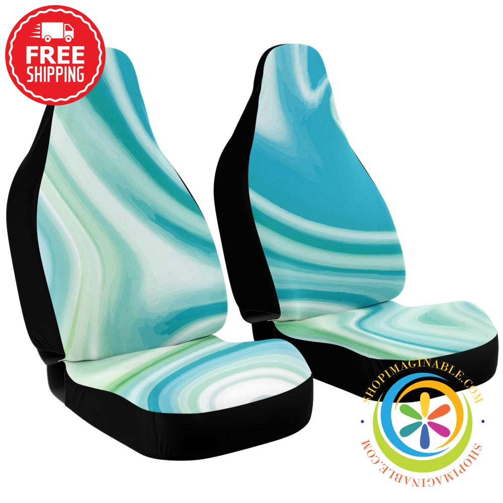Marbled Blue Car Seat Covers One Size Cover - Aop