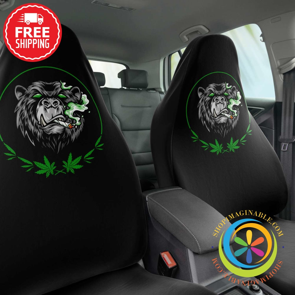 Marijuana Smoking Bear Car Seat Covers-ShopImaginable.com