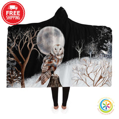 Midnight Owl Hooded Blanket Adult / Premium Sherpa - Aop