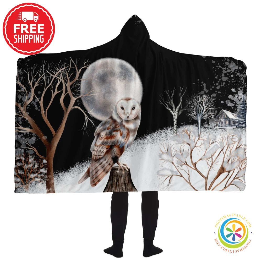 Midnight Owl Hooded Blanket - Aop