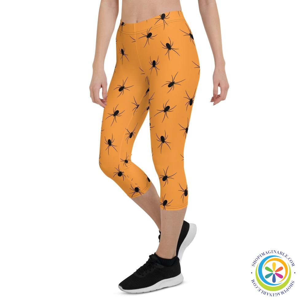 Orange Spider Capri Cropped Leggings-ShopImaginable.com