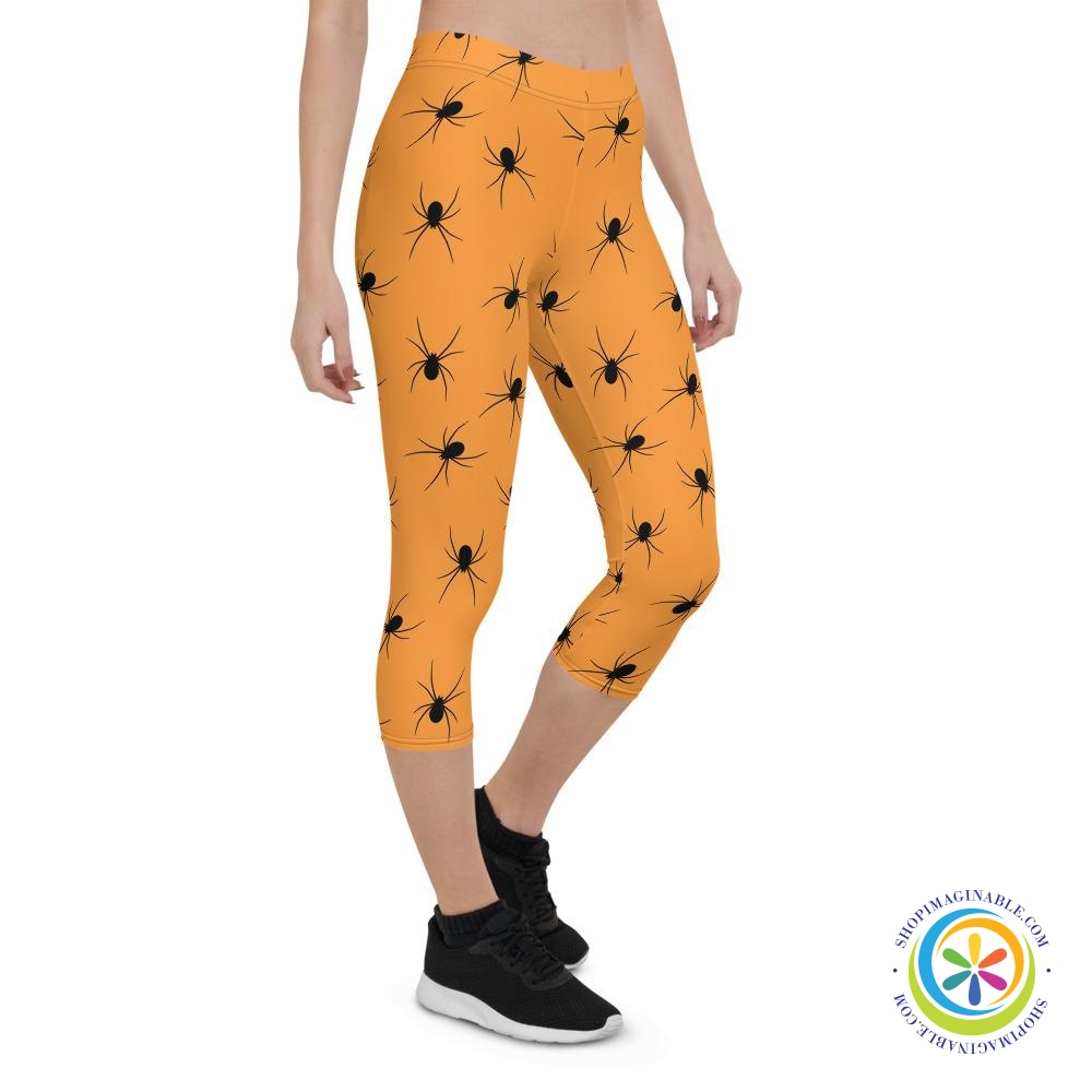 Orange Spider Capri Cropped Leggings-ShopImaginable.com