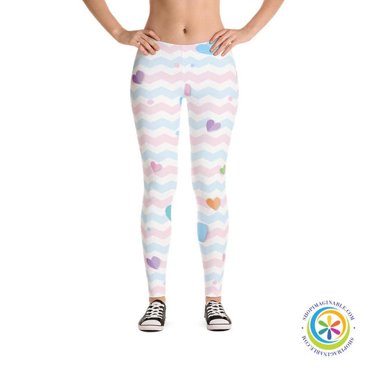 Pastel Floating Hearts Full Length Leggings-ShopImaginable.com