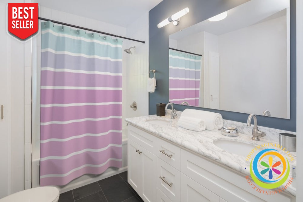 Pastel Striped Shower Curtain Home Decor