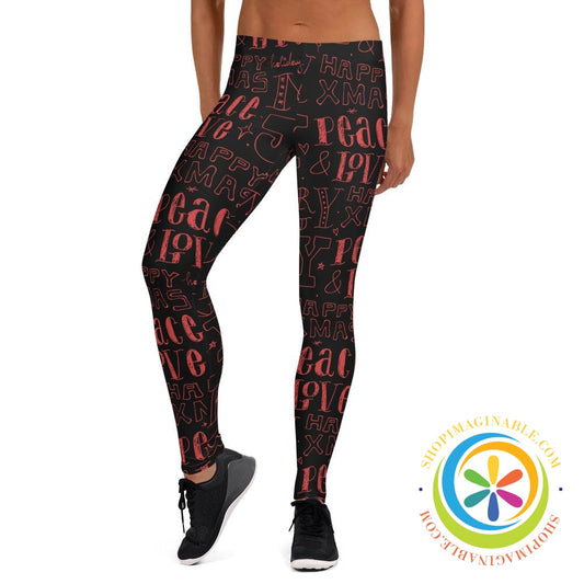 Peace Love Merry Christmas Leggings-ShopImaginable.com