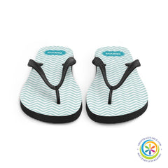 Personalized Aqua Chevron Flip-Flops-ShopImaginable.com