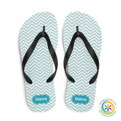 Personalized Aqua Chevron Flip-Flops-ShopImaginable.com