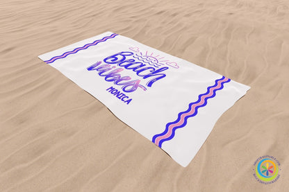 Personalized Beach Vibes Beach Bath Towel-ShopImaginable.com