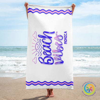 Personalized Beach Vibes Beach Bath Towel-ShopImaginable.com