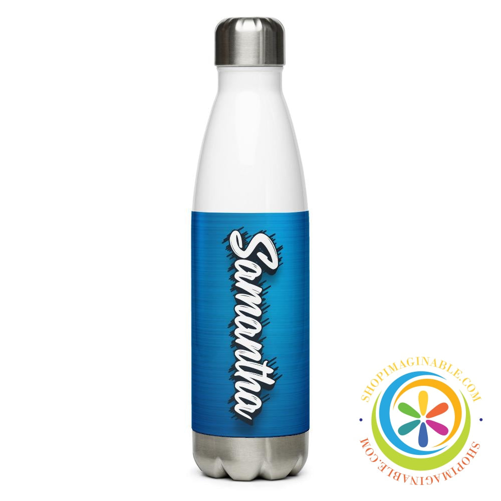 Personalized Blue Name Stainless Steel Water Bottle-ShopImaginable.com