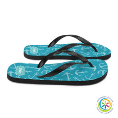 Personalized Blue & White Anchor Flip-Flops-ShopImaginable.com