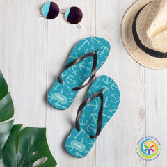Personalized Blue & White Anchor Flip-Flops-ShopImaginable.com
