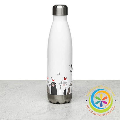 Personalized Cat Love Custom Stainless Steel Water Bottle-ShopImaginable.com