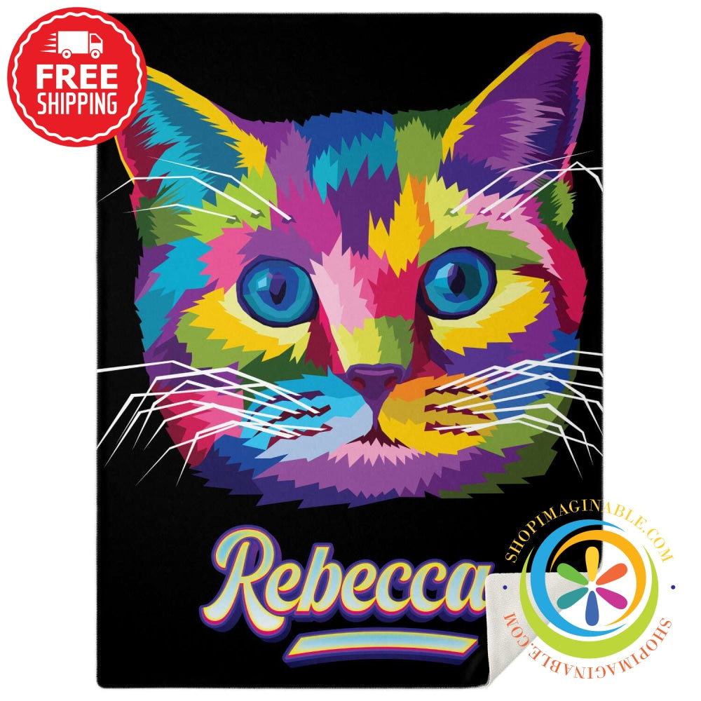Personalized Colorful Cat Blanket M Premium Microfleece - Aop