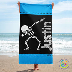 Personalized Dabbing Skeleton Beach - Bath Towel-ShopImaginable.com
