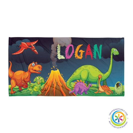 Personalized Dinosaur Beach Bath Towel-ShopImaginable.com