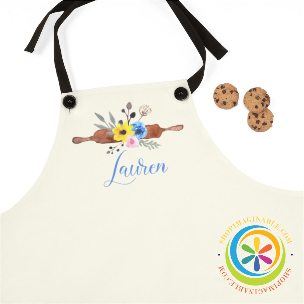 Personalized Floral Rolling Pin Kitchen Apron One Size Accessories