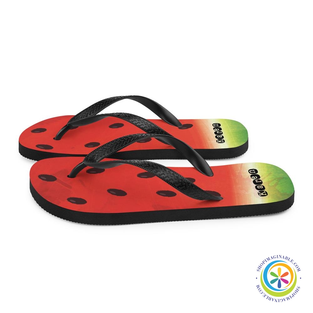 Personalized Juicy Watermelon Flip-Flops-ShopImaginable.com