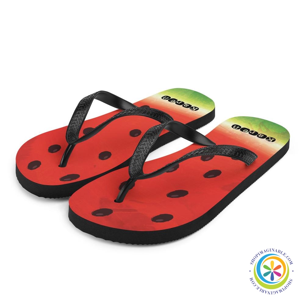 Personalized Juicy Watermelon Flip-Flops-ShopImaginable.com