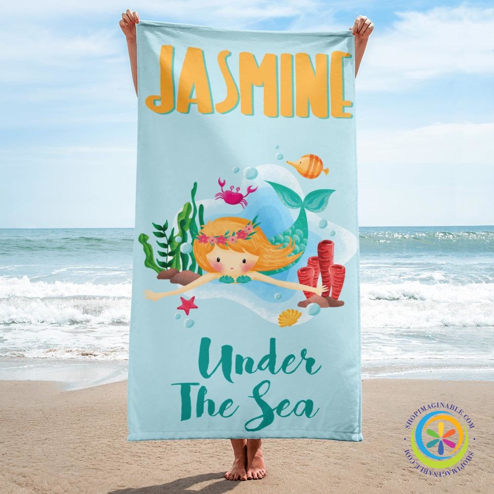 Personalized Mermaid Under The Sea Beach - Bath Towel-ShopImaginable.com