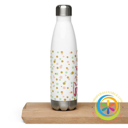 Personalized Name & Polka Dots Water Bottle-ShopImaginable.com