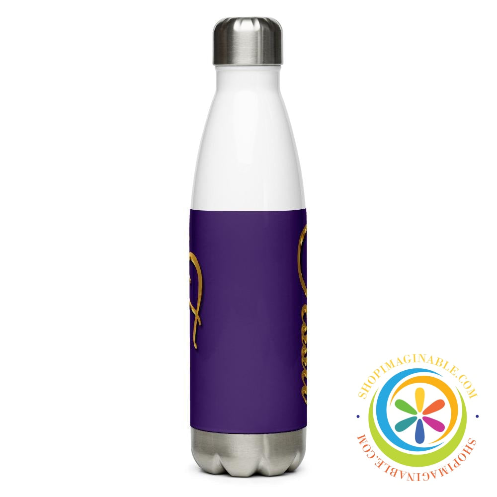 Personalized Purple with Gold Script Stainless Steel Water Bottle-ShopImaginable.com