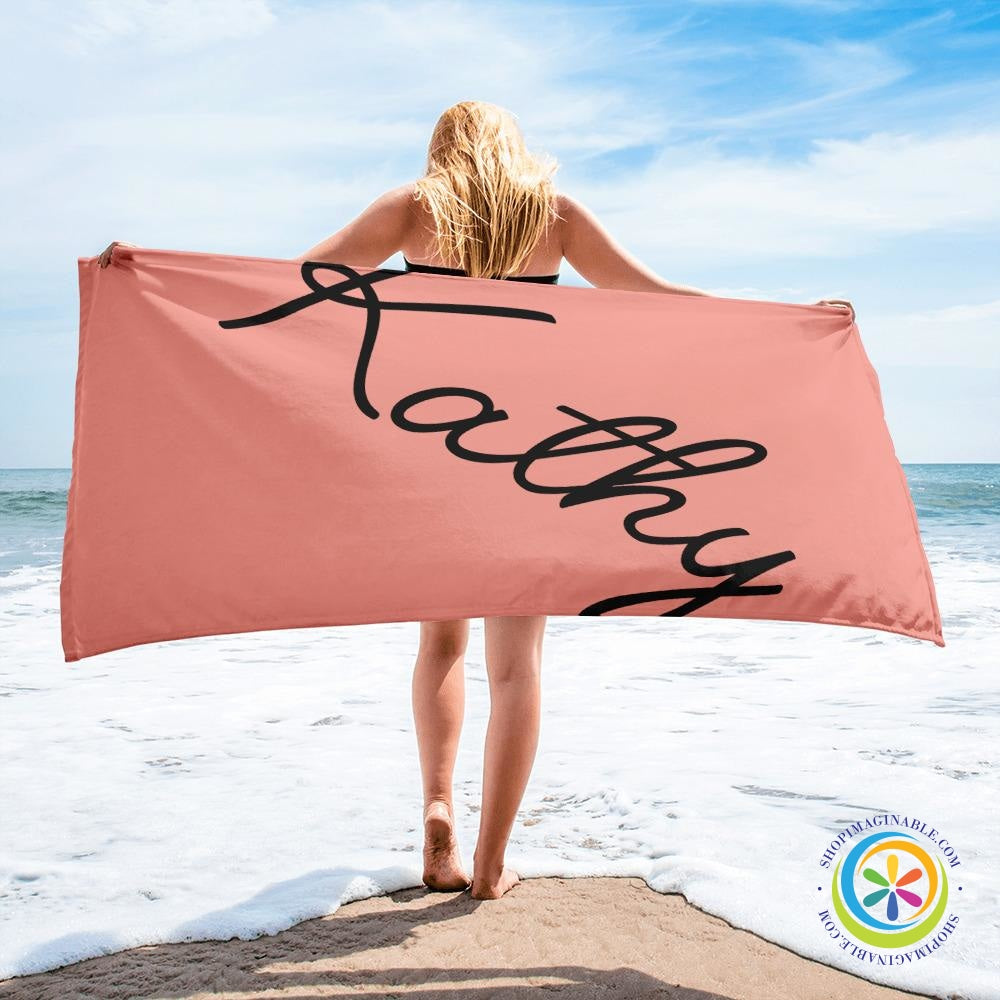 Personalized Scripted Name Beach Bath Towel-ShopImaginable.com